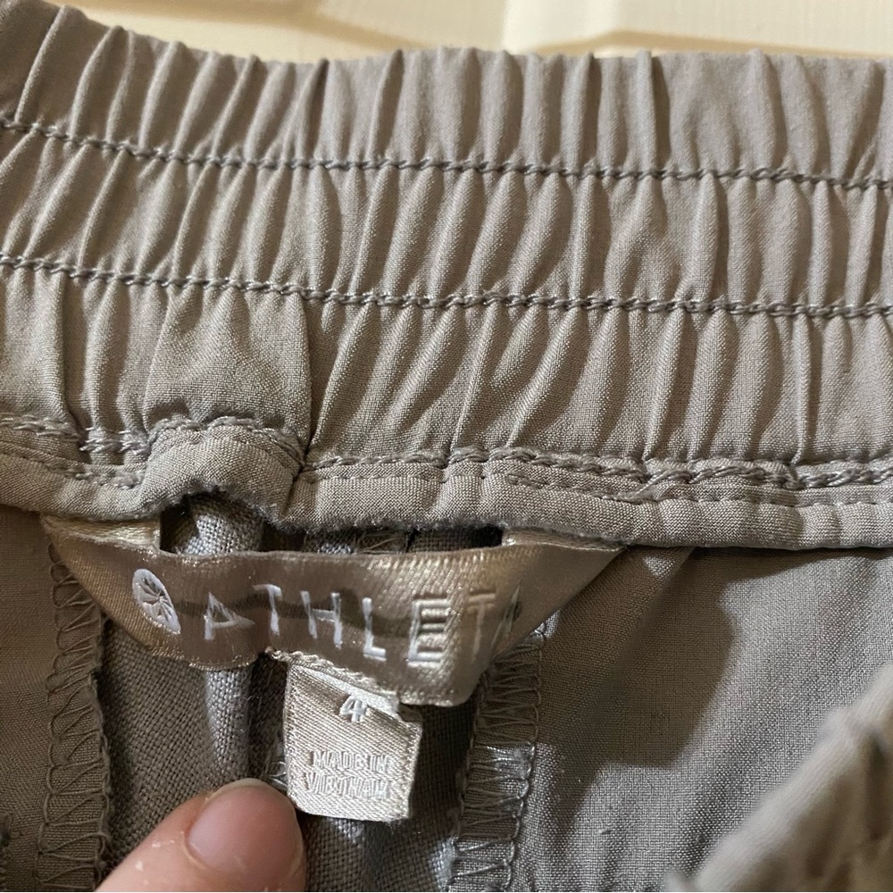 3/$18 Athleta Pants Bali Linen Ankle Cuffed Hem Gray Size 4 - Picture 4 of 5